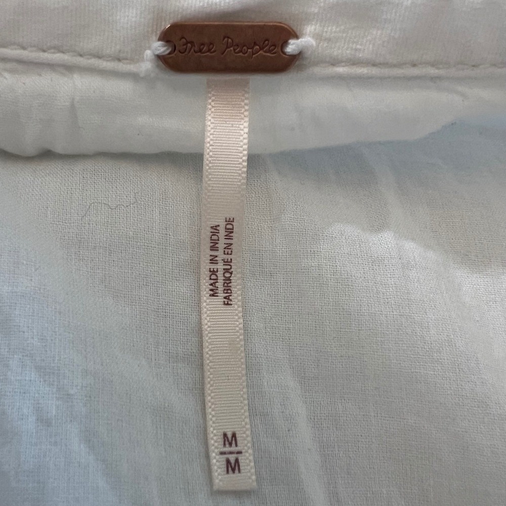 Free People Thea White Mini Shirt Dress Cotton Button Front Fitted M - Picture 6 of 9